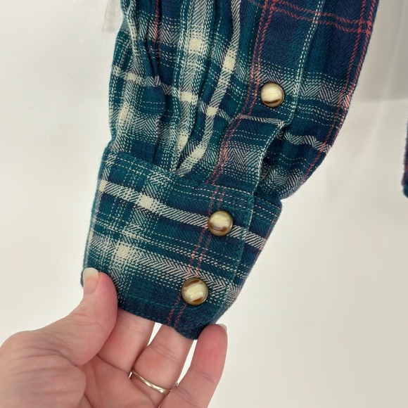 Ariat Men's western pearl snap Plaid Button Down flannel Shirt Retro Fit Lrg - Picture 5 of 6